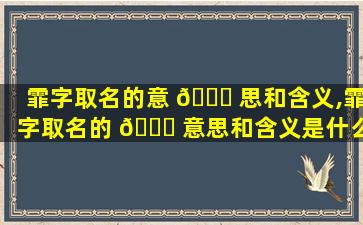 霏字取名的意 🐛 思和含义,霏字取名的 🕊 意思和含义是什么